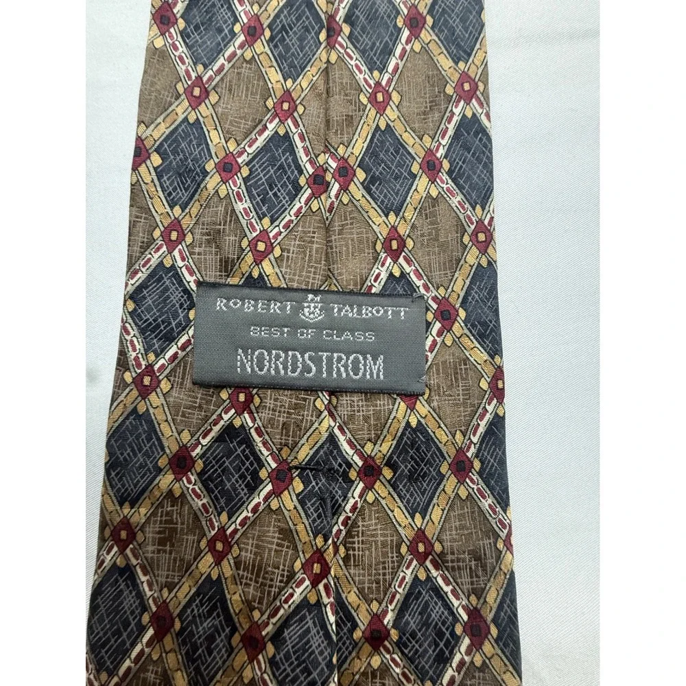 Robert Talbott Best of Class Nordstrom Geometric Silk Tie Brown Blue Red